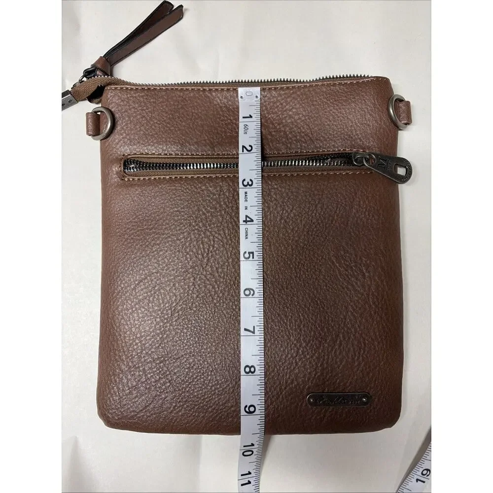 Montana West - Brown Leather Crossbody Bag - **Missing Strap** Zipper Closure